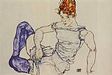 Seated Canvas Paintings - Seated Woman in Violet Stockings
